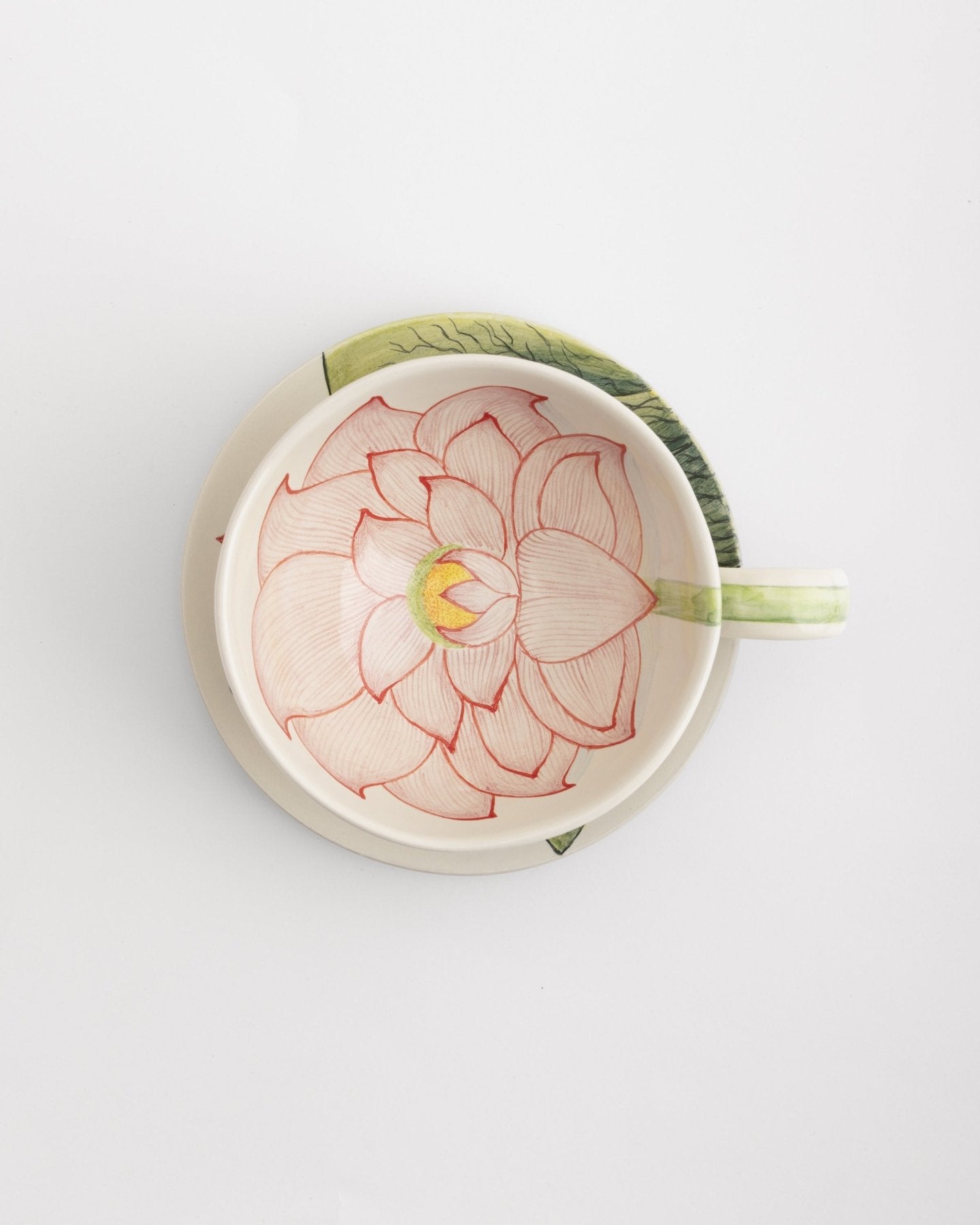 Tea Cup and Saucer Large Lotus - Marble Lotus - Tea Cup and Saucer Large Lotus