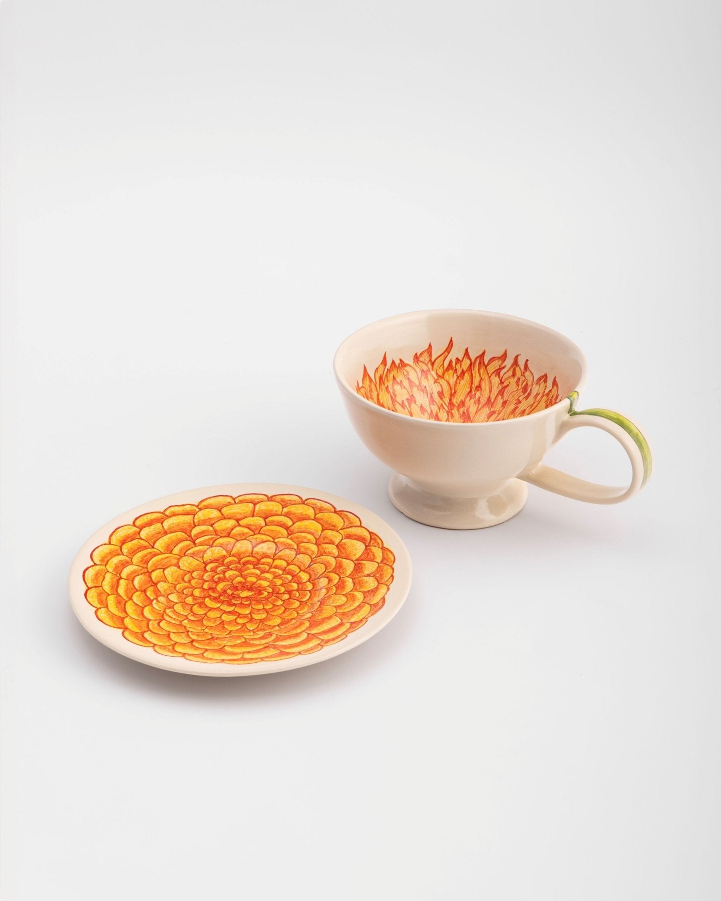 Tea Cup and Saucer Large Marigold - Marble Lotus - Tea Cup and Saucer Large Marigold