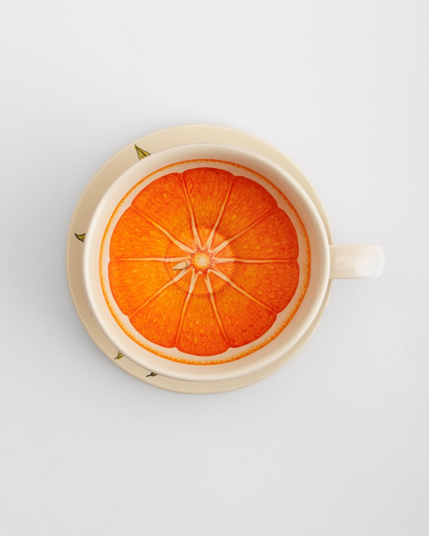 Tea Cup and Saucer Large Orange - Marble Lotus - Tea Cup and Saucer Large Orange