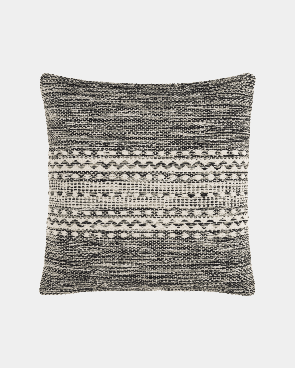 Textured Black Handwoven Pure Cotton Pillow - Marble Lotus - Textured Black Handwoven Pure Cotton Pillow