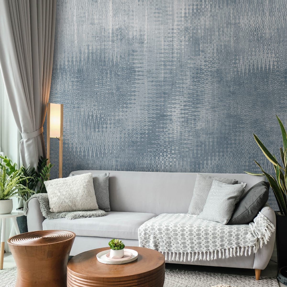 Textured Elements Harmony Wallpaper, Feather Blue - Marble Lotus - Textured Elements Harmony Wallpaper, Feather Blue