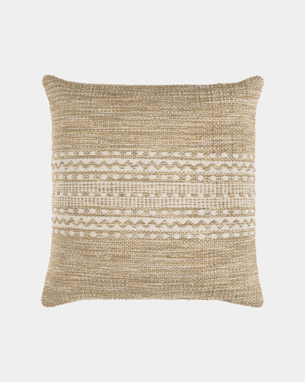 Textured Khaki Handwoven Pure Cotton Pillow - Marble Lotus - Textured Khaki Handwoven Pure Cotton Pillow