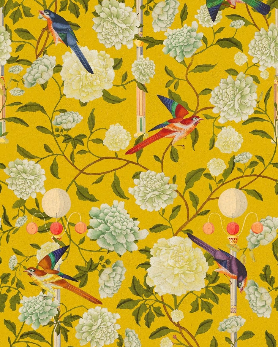 THE GARDEN OF IMMORTALITY Mustard Yellow - Marble Lotus - THE GARDEN OF IMMORTALITY Mustard Yellow