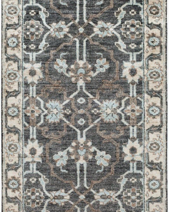 Theodora Black Handmade Rug - Marble Lotus - Theodara Black Handmade Rug