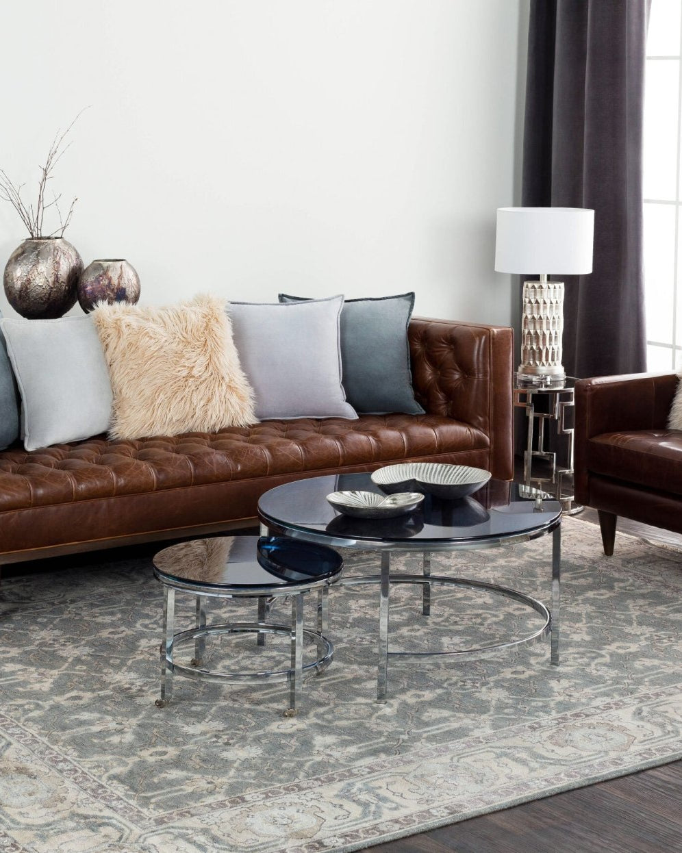 Theodora Black Handmade Rug - Marble Lotus - Theodara Black Handmade Rug