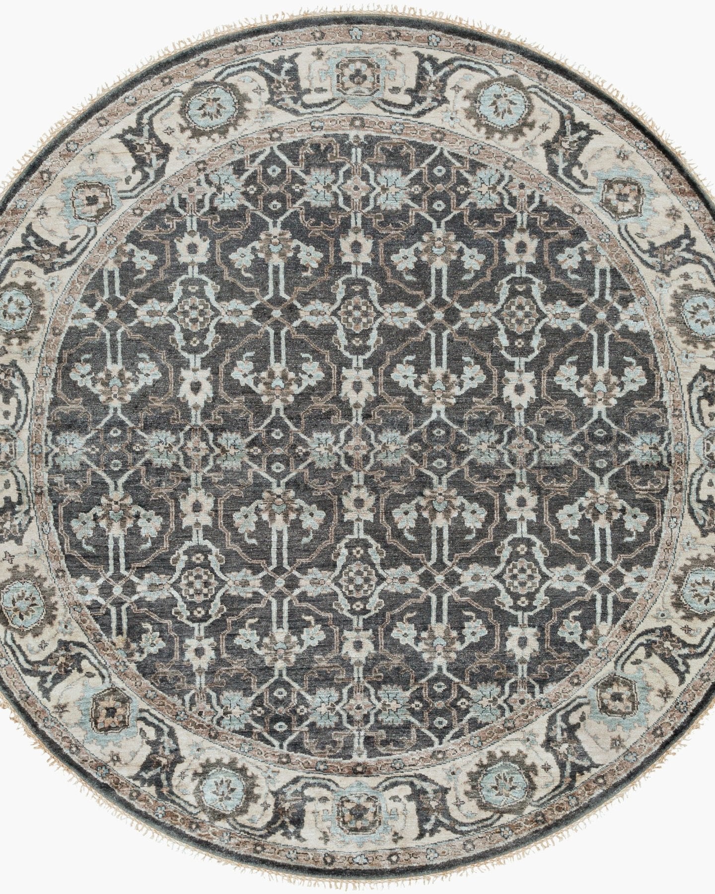 Theodora Black Handmade Rug - Marble Lotus - Theodara Black Handmade Rug