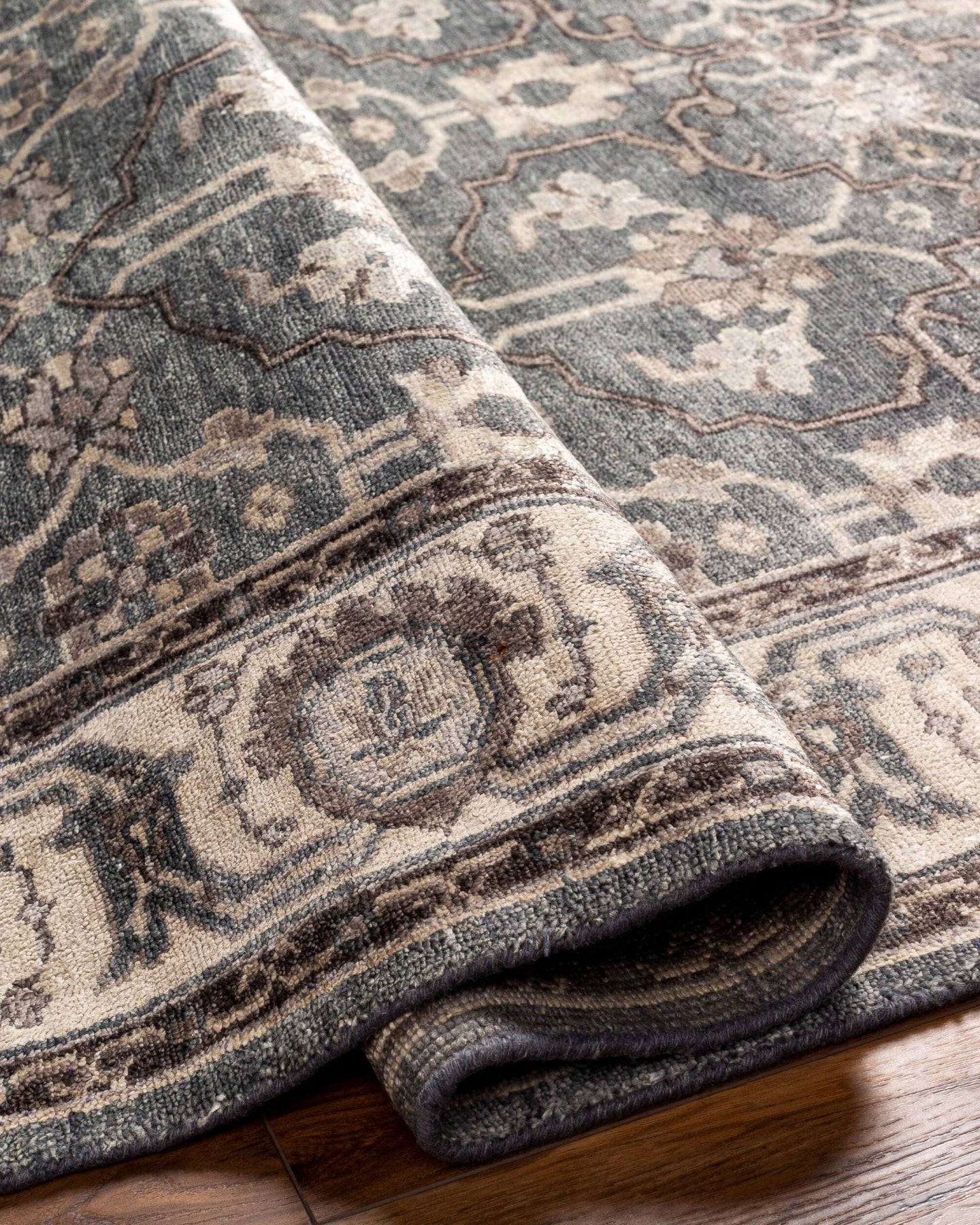 Theodora Brown Handmade Rug - Marble Lotus - Theodara Brown Handmade Rug