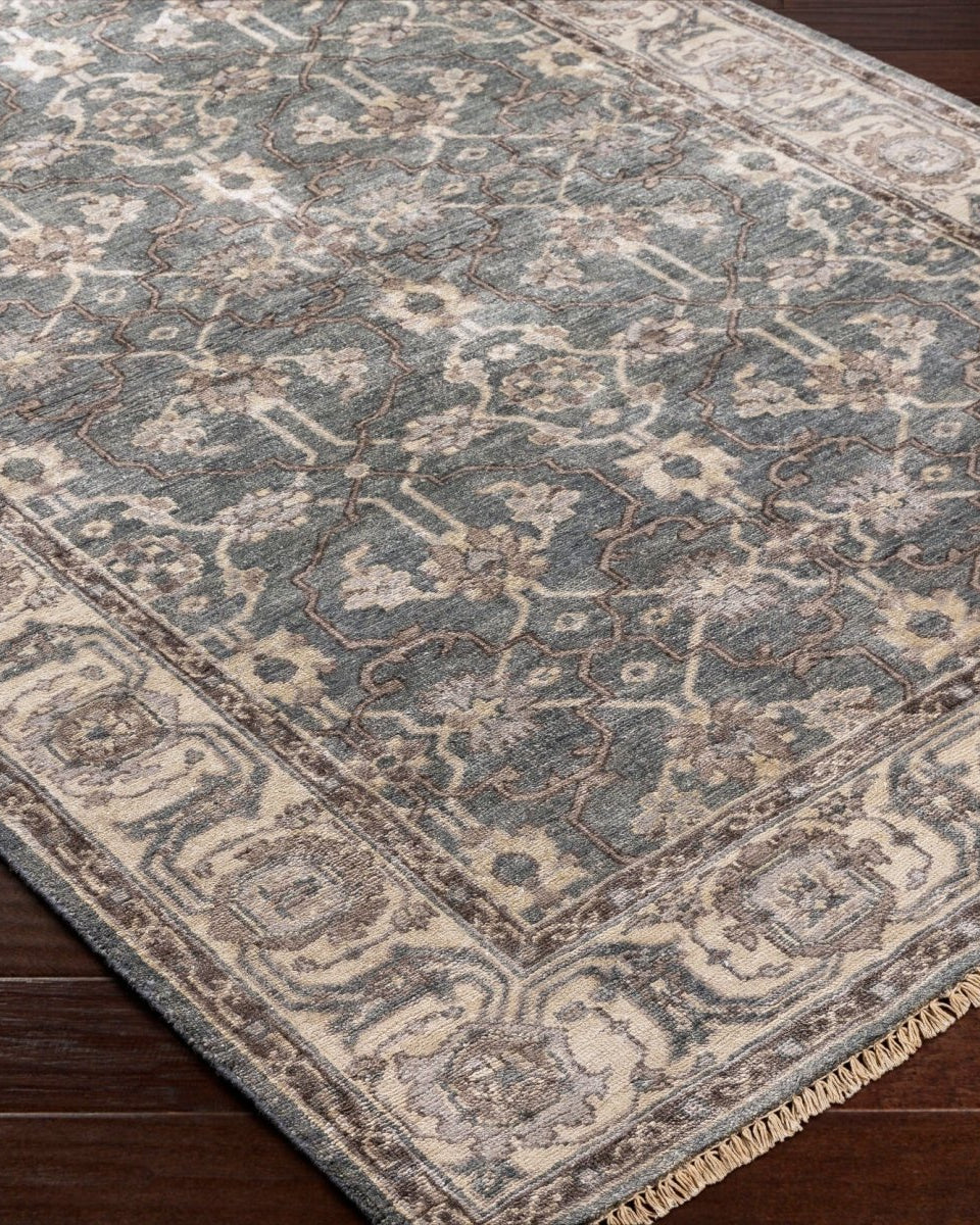 Theodora Brown Handmade Rug - Marble Lotus - Theodara Brown Handmade Rug