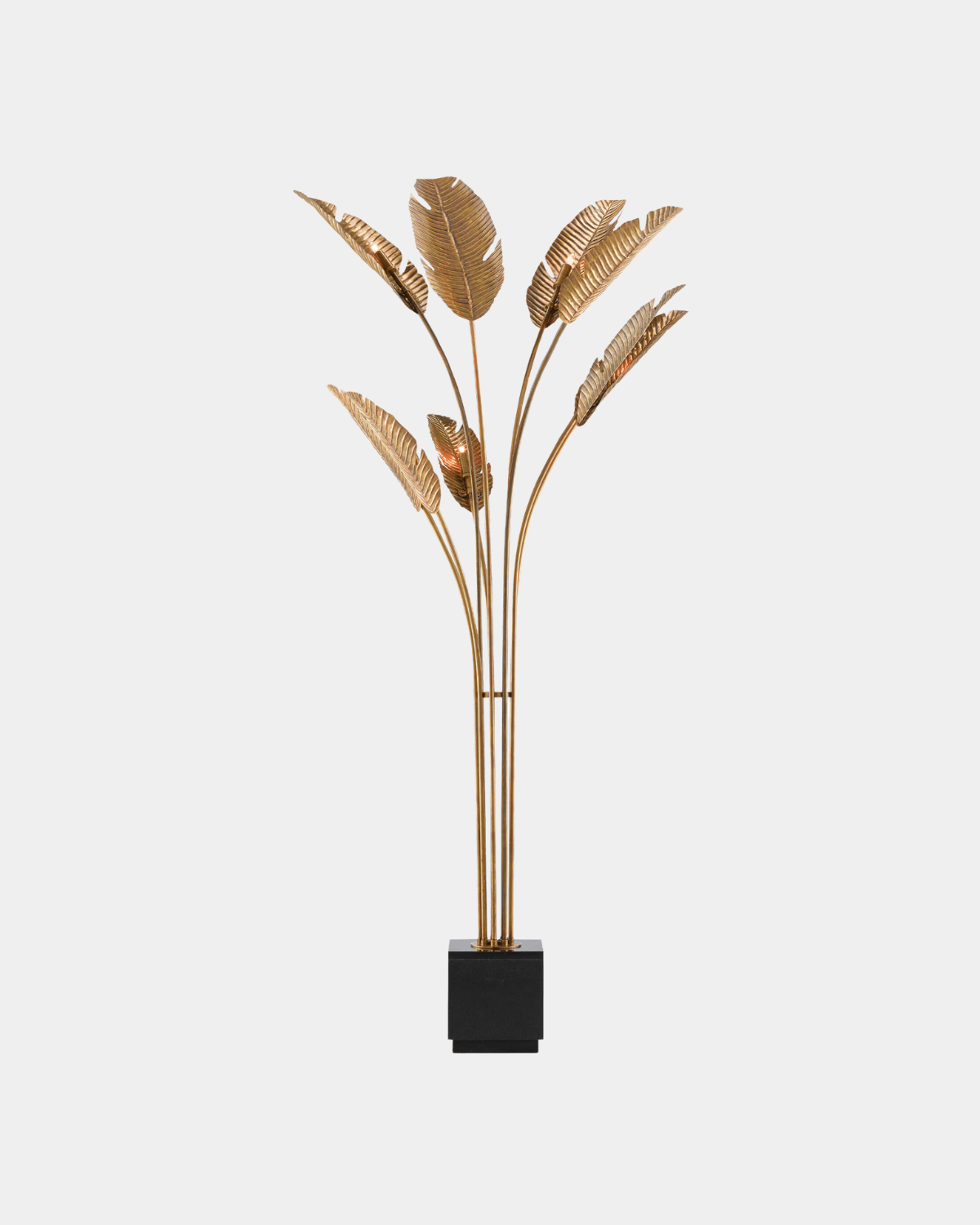 Tropical Grande Brass Floor Lamp - Marble Lotus - Tropical Grande Brass Floor Lamp