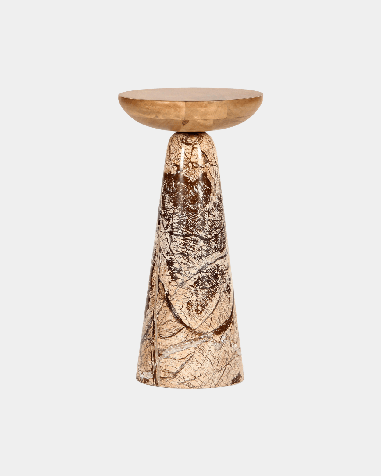 Twin Drink Table - Brown - Marble Lotus - Twin Drink Table Brown