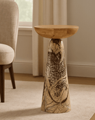 Twin Drink Table - Brown - Marble Lotus - Twin Drink Table - Brown