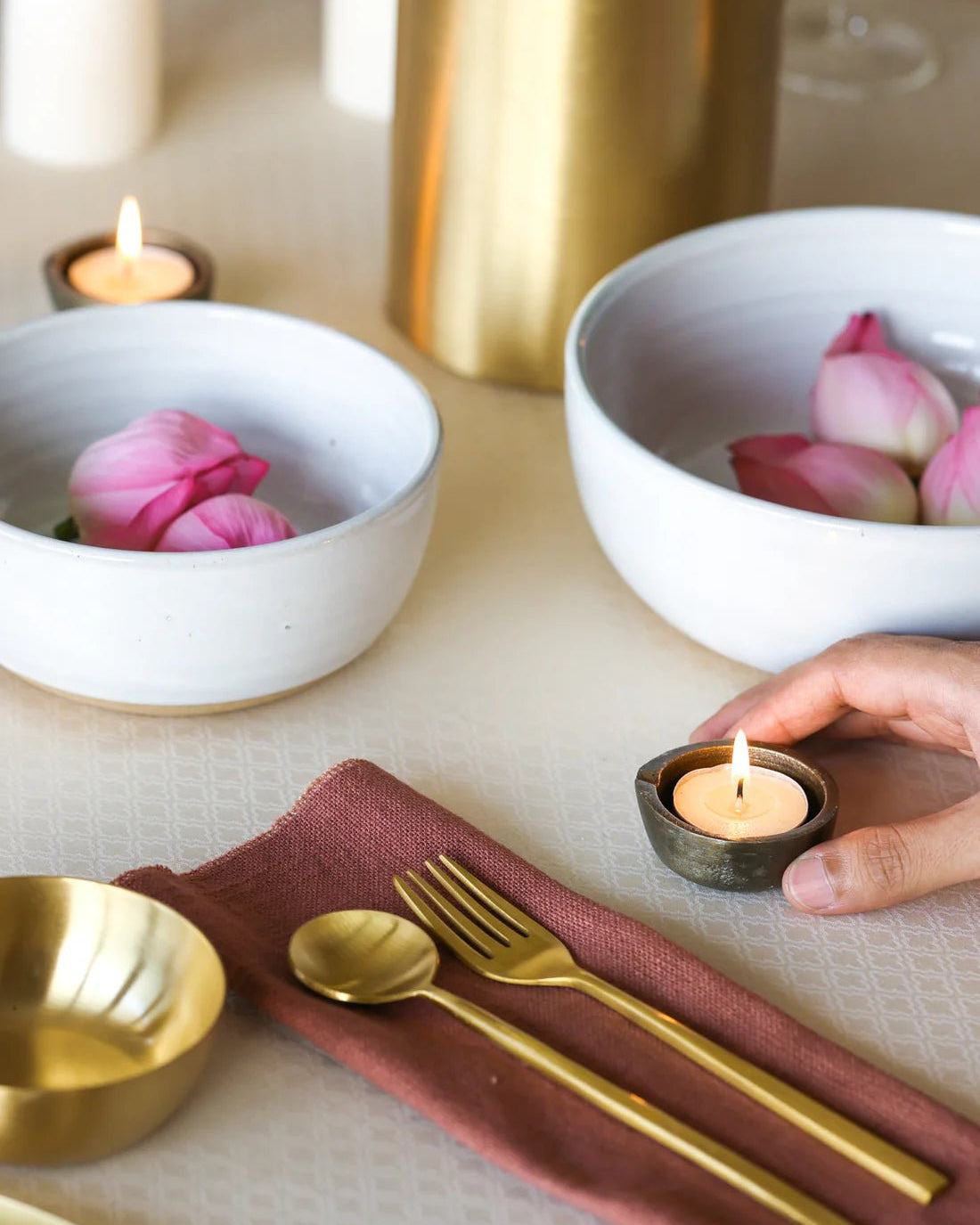 Umbra Tealight Holders, Set of 9 - Marble Lotus - Umbra Tealight Holders, Set of 9 - Marble Lotus