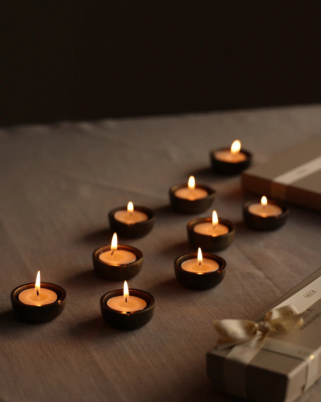 Umbra Tealight Holders, Set of 9 - Marble Lotus - Umbra Tealight Holders, Set of 9 - Marble Lotus