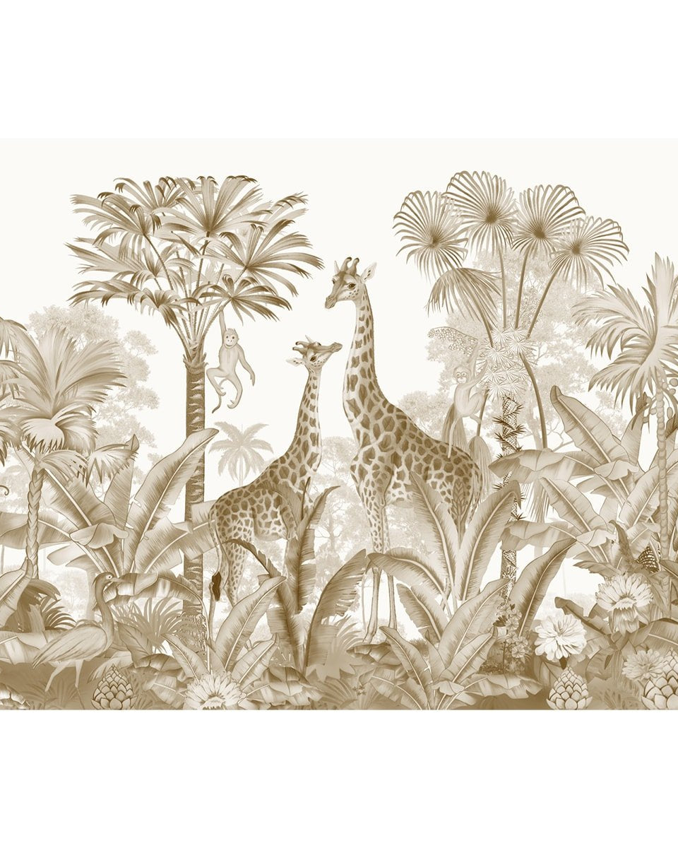 Van, Beautiful Vintage Jungle Theme Kids Wallpaper, Customised - Marble Lotus - Van, Beautiful Vintage Jungle Theme Kids Wallpaper, Customised