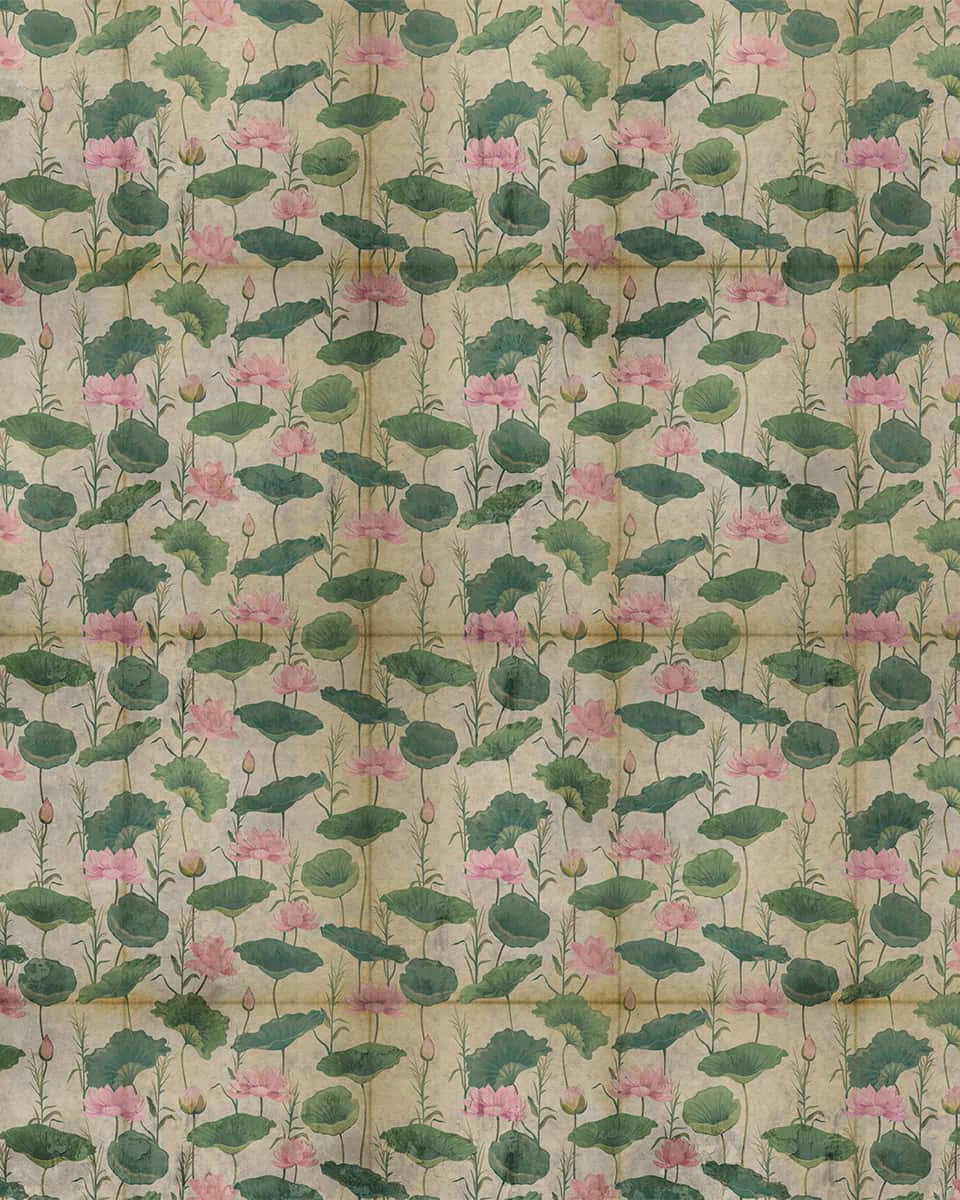 Vintage Lotuses, A Rustic Theme Room Wallpaper - Marble Lotus - Vintage Lotuses, A Rustic Theme Room Wallpaper