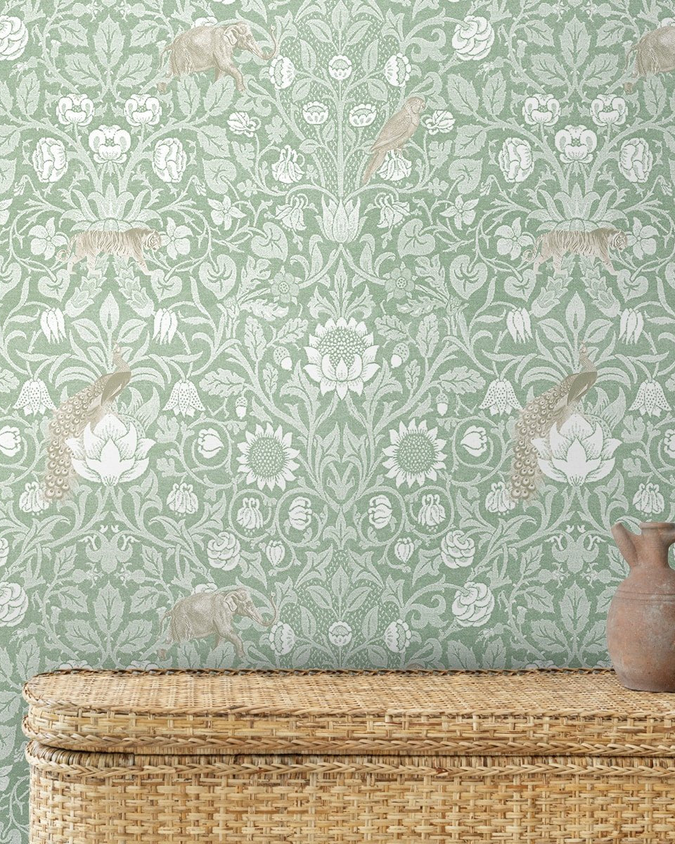 Vintage Style Floral Pattern Wallpaper for Rooms - Marble Lotus - Vintage Style Floral Pattern Wallpaper for Rooms