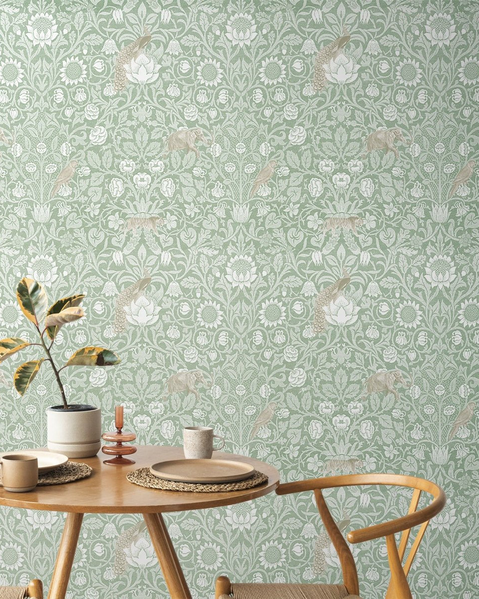 Vintage Style Floral Pattern Wallpaper for Rooms - Marble Lotus - Vintage Style Floral Pattern Wallpaper for Rooms