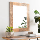 Vintage Wooden Heritage Mirror - Marble Lotus - Vintage Wooden Heritage Mirror