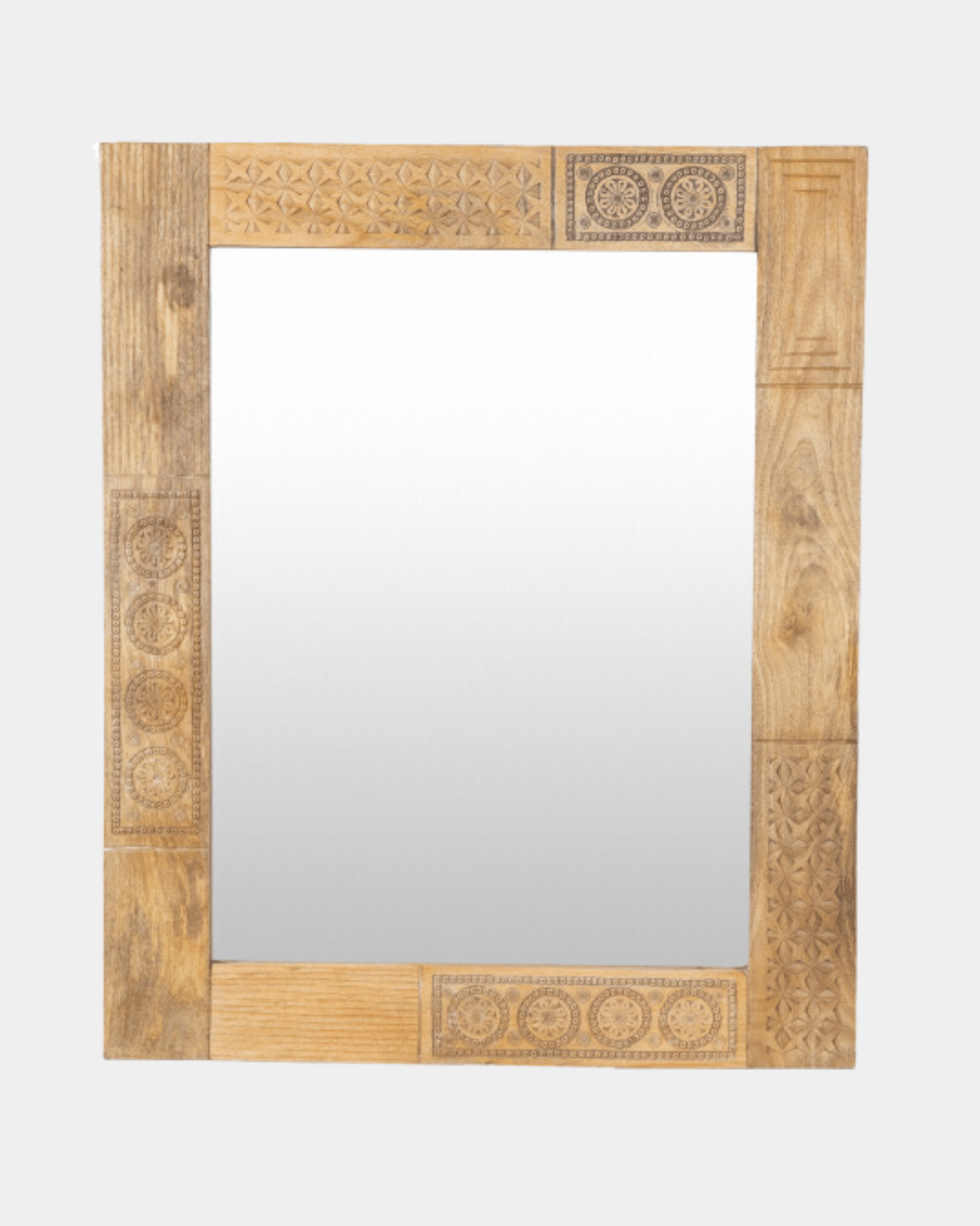 Vintage Wooden Heritage Mirror - Marble Lotus - Vintage Wooden Heritage Mirror