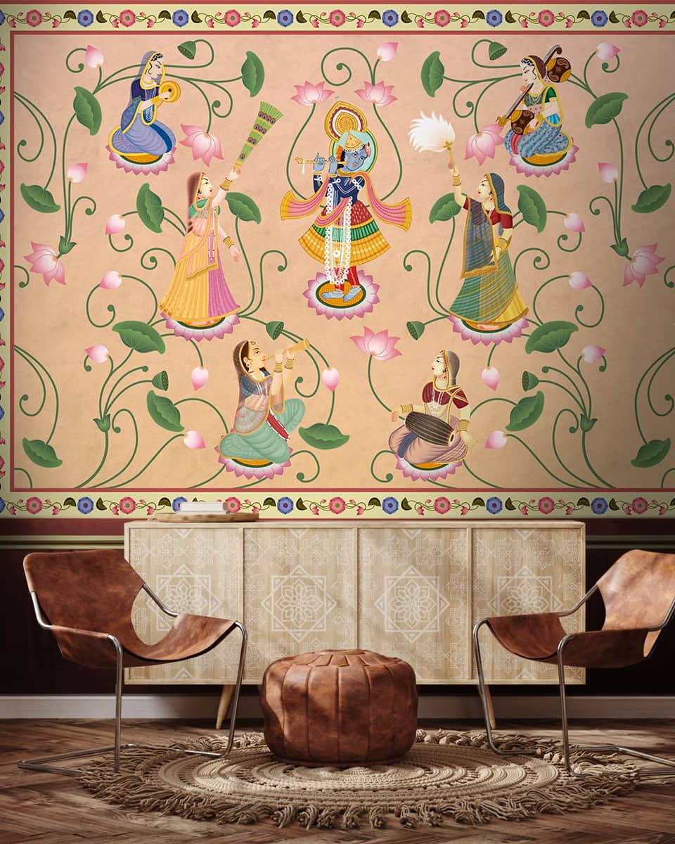Vrindavan, Shri Krishna and Gopies Wallpaper - Marble Lotus - Vrindavan, Shri Krishna and Gopies Wallpaper