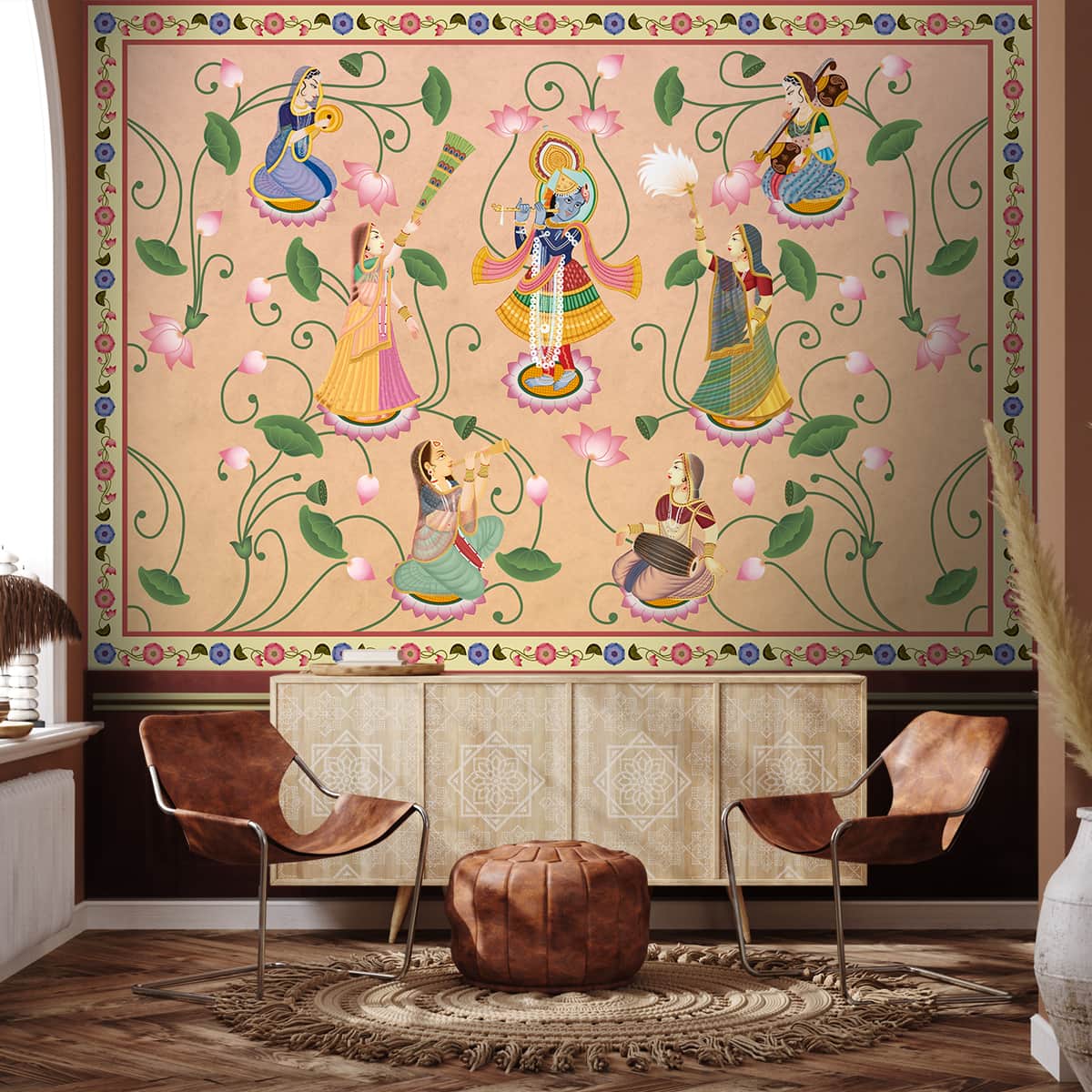 Vrindavan, Shri Krishna and Gopies Wallpaper - Marble Lotus - Vrindavan, Shri Krishna and Gopies Wallpaper