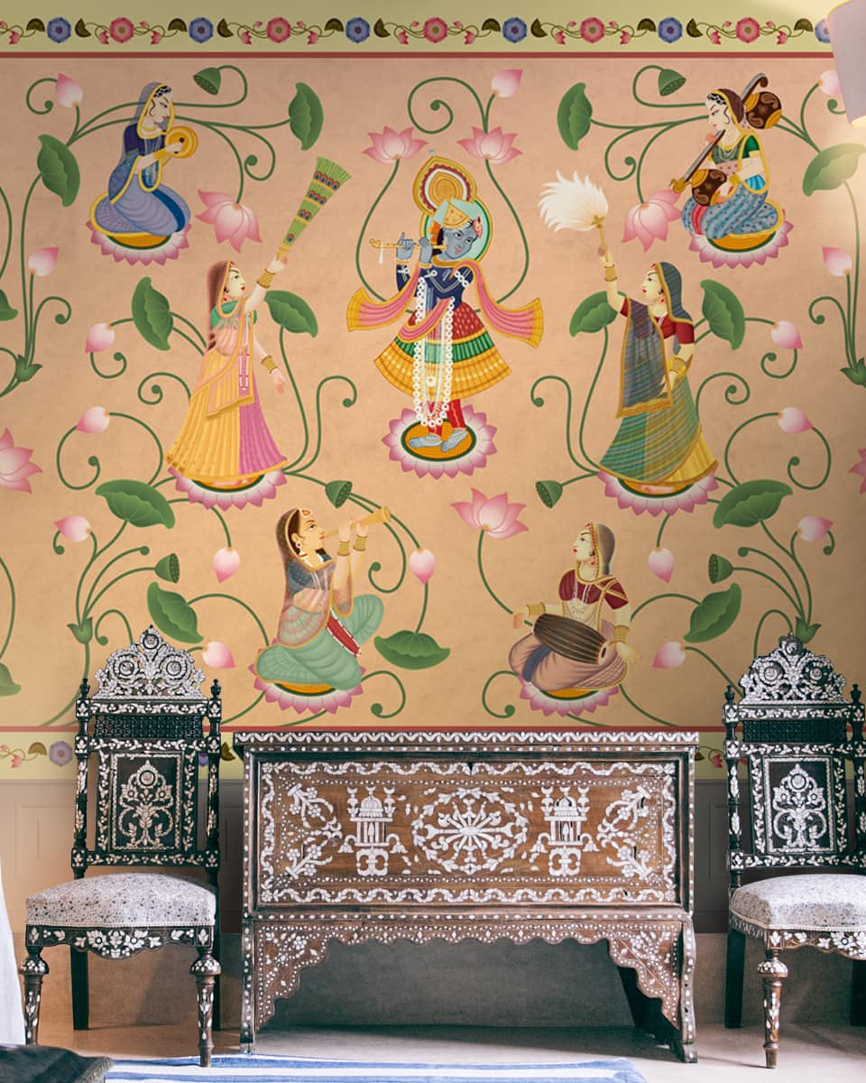 Vrindavan, Shri Krishna and Gopies Wallpaper - Marble Lotus - Vrindavan, Shri Krishna and Gopies Wallpaper