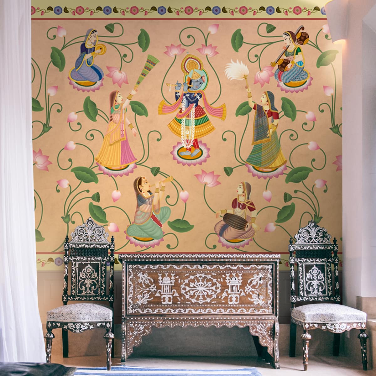 Vrindavan, Shri Krishna and Gopies Wallpaper - Marble Lotus - Vrindavan, Shri Krishna and Gopies Wallpaper