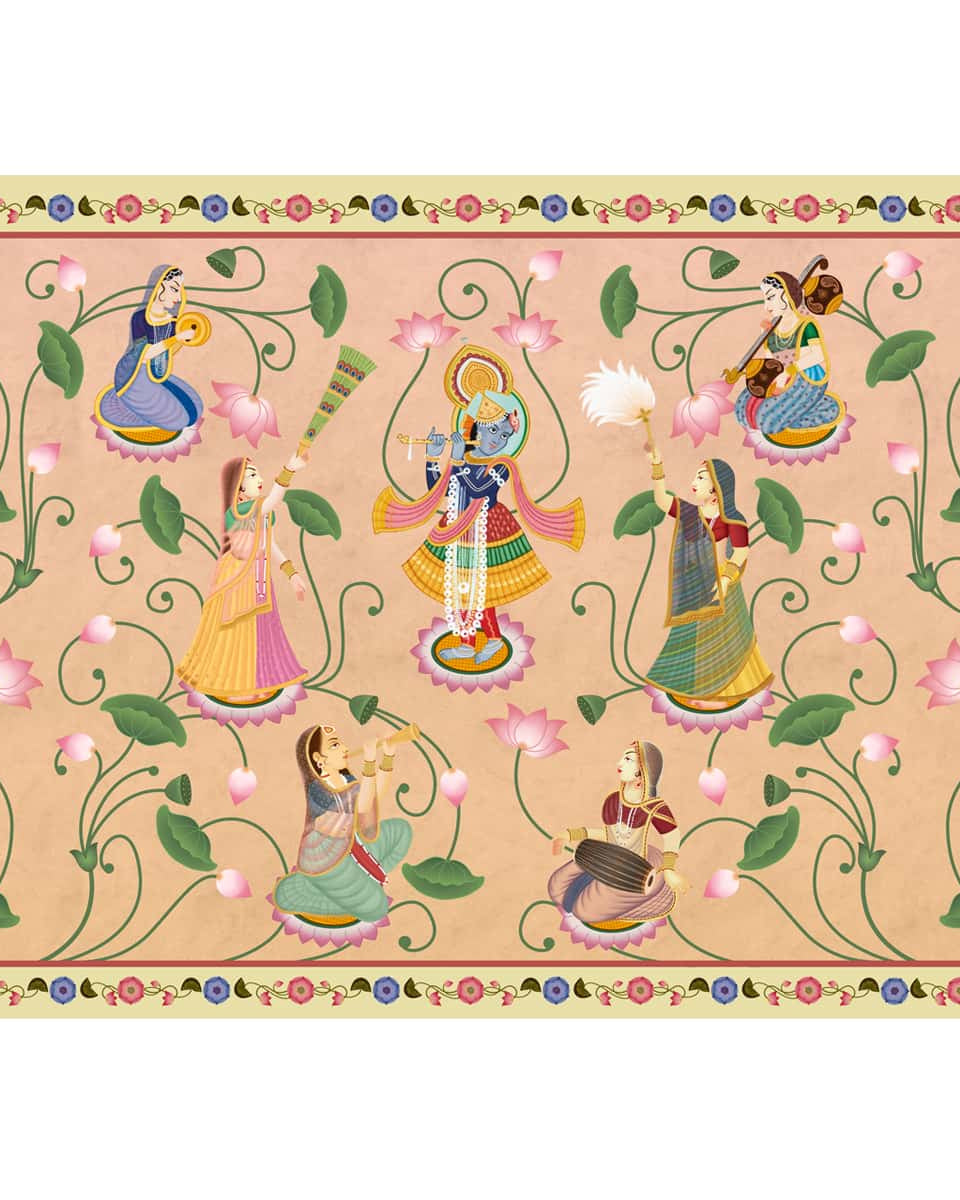 Vrindavan, Shri Krishna and Gopies Wallpaper - Marble Lotus - Vrindavan, Shri Krishna and Gopies Wallpaper