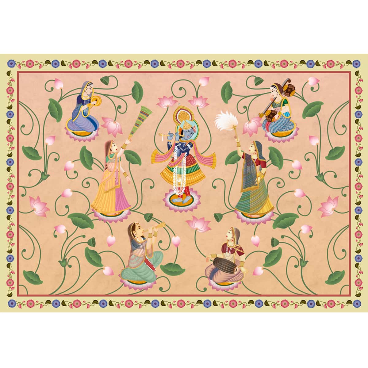Vrindavan, Shri Krishna and Gopies Wallpaper - Marble Lotus - Vrindavan, Shri Krishna and Gopies Wallpaper
