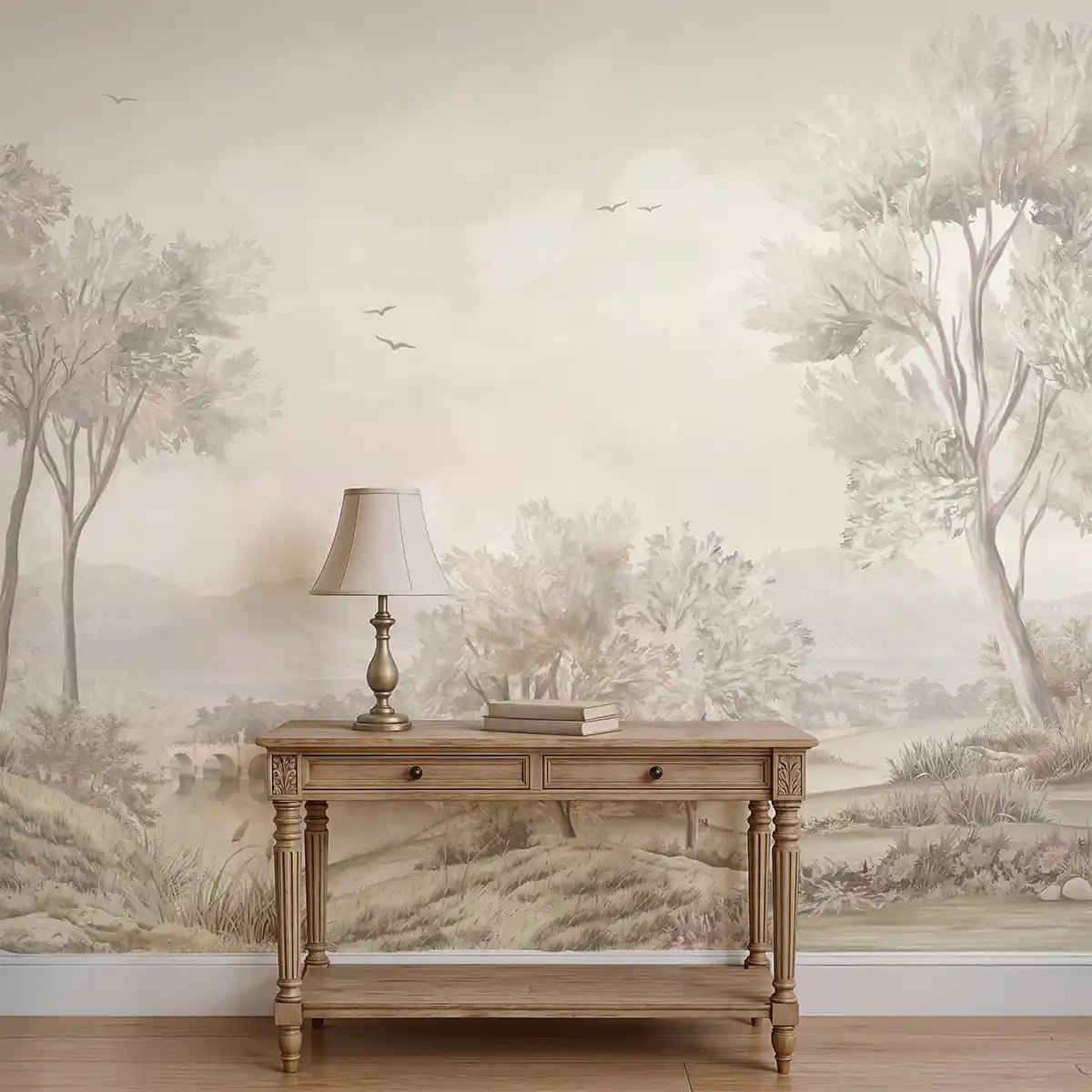 Whispering Moors Wallpaper, Muted Vintage - Marble Lotus - Whispering Moors Wallpaper, Muted Vintage