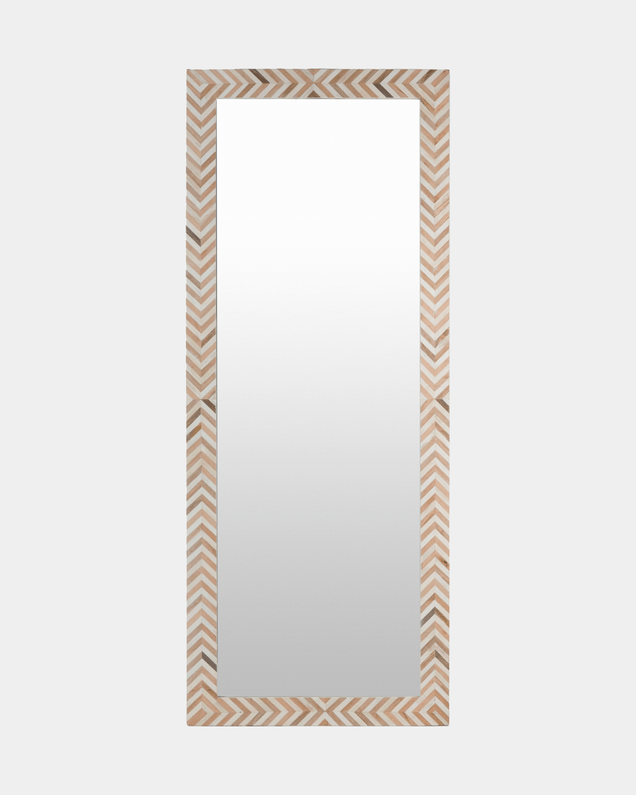 Wood Bone Inlay Floor Length Mirror - Marble Lotus - Bone Inlay Long Sided Mirror