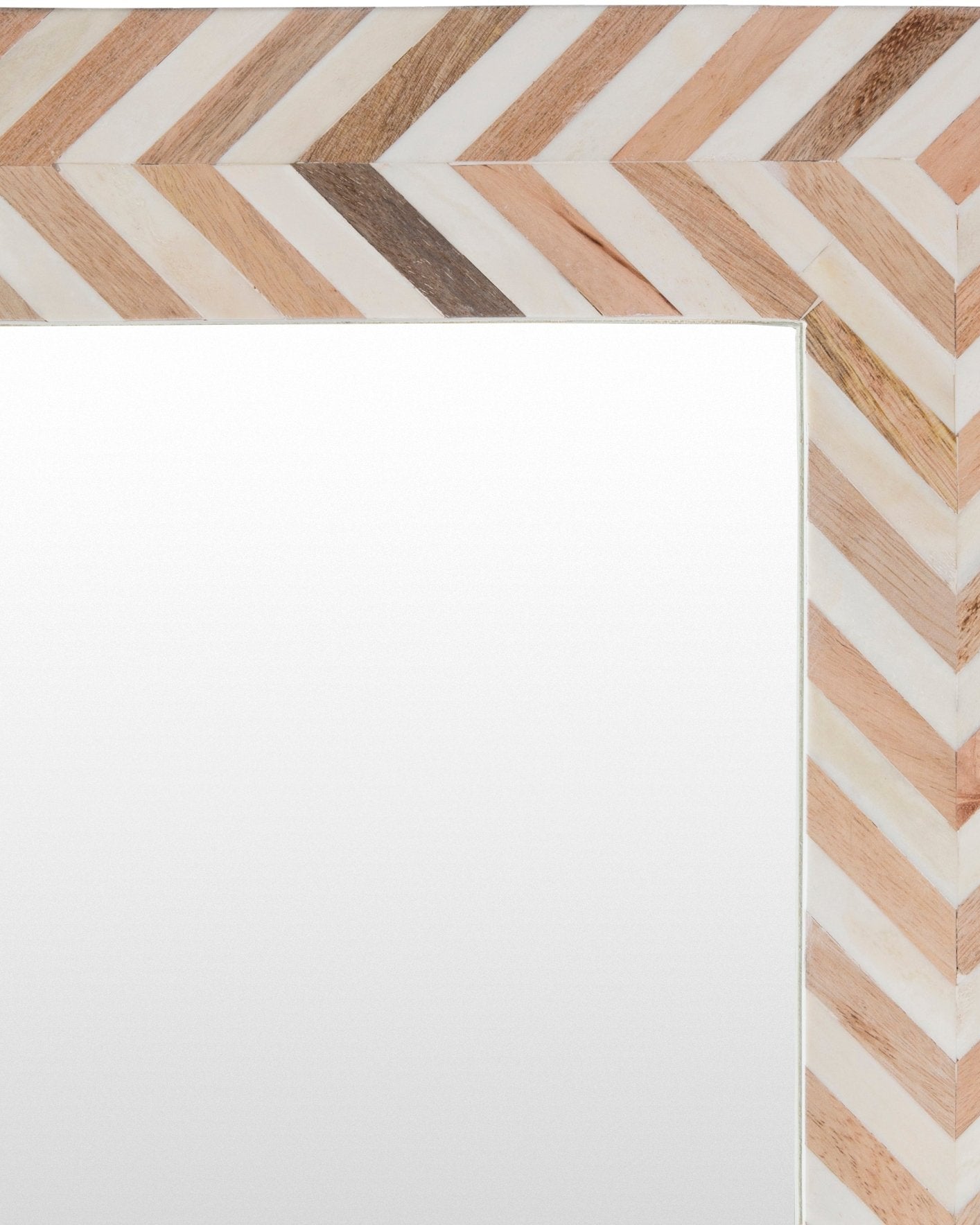 Wood Bone Inlay Floor Length Mirror - Marble Lotus - Bone Inlay Long Sided Mirror