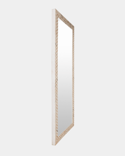 Wood Bone Inlay Floor Length Mirror - Marble Lotus - Bone Inlay Long Sided Mirror