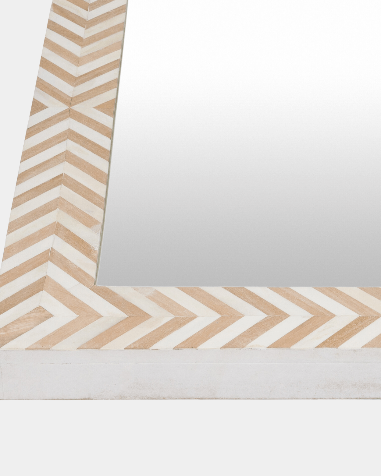 Wood Bone Inlay Floor Mirror - Marble Lotus - Bone Inlay Right Angled Mirror