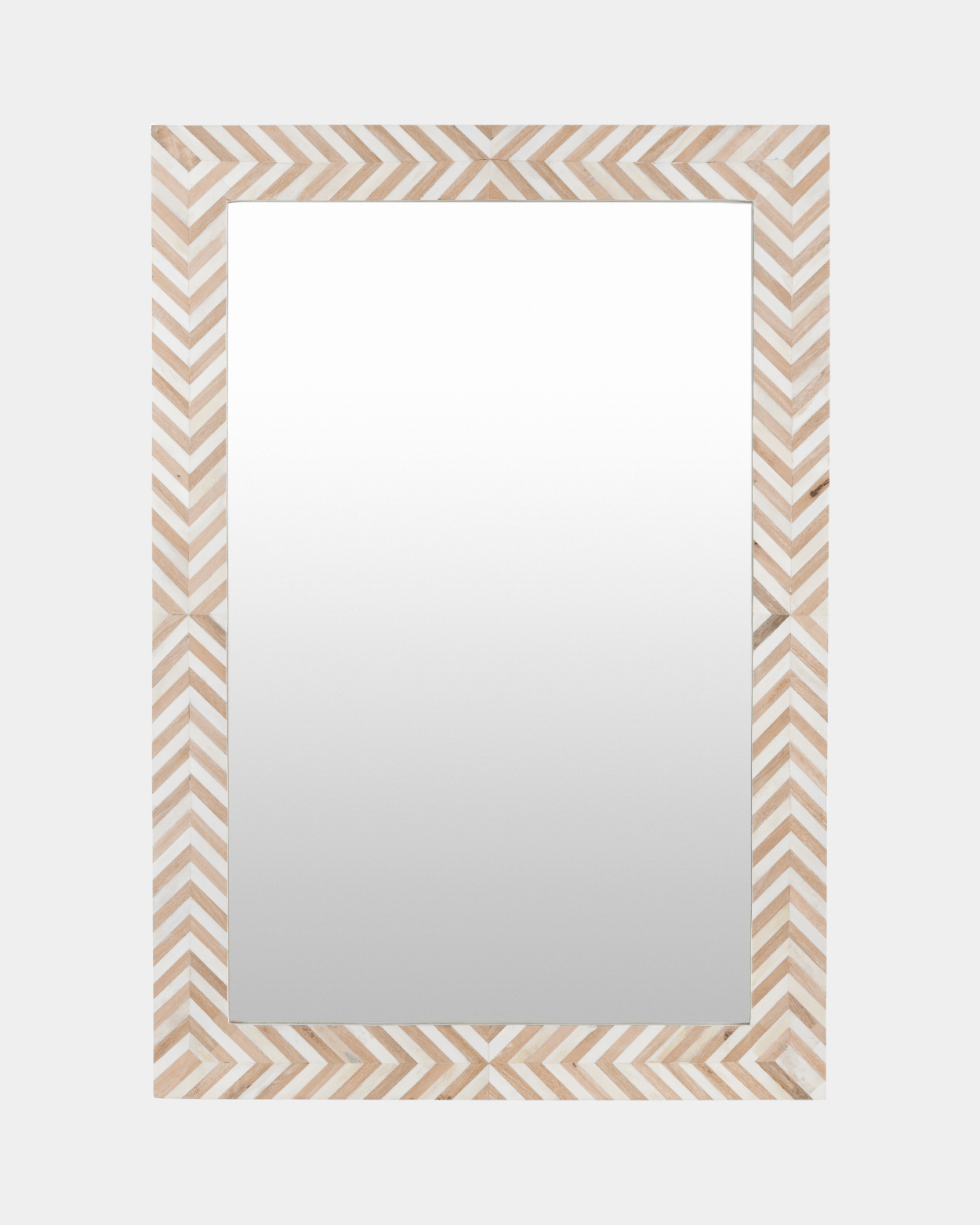 Wood Bone Inlay Floor Mirror - Marble Lotus - Bone Inlay Right Angled Mirror