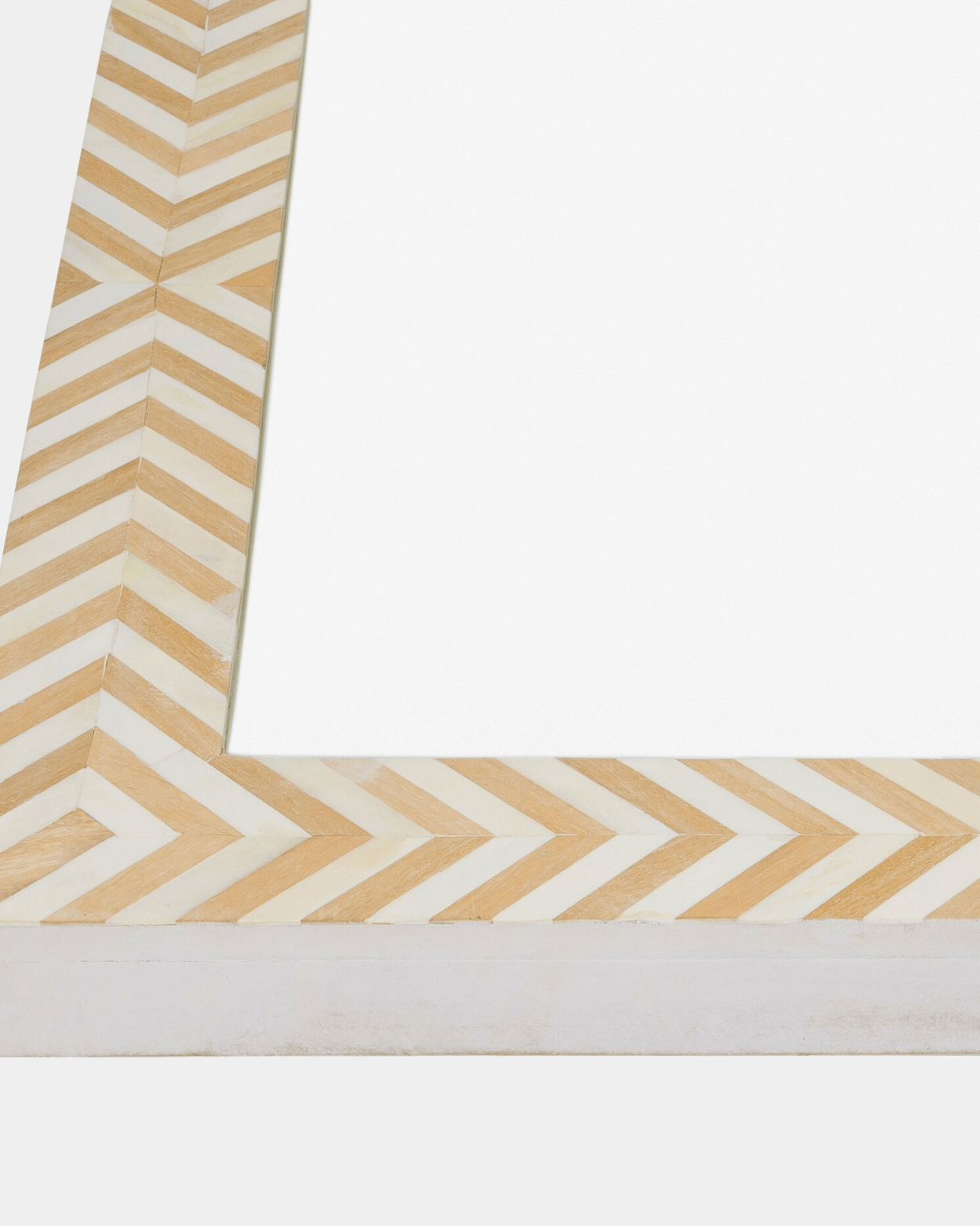 Wood Bone Inlay Rectangular Mirror 30"H x 22"W - Marble Lotus - Bone Inlay Square Cornered Mirror