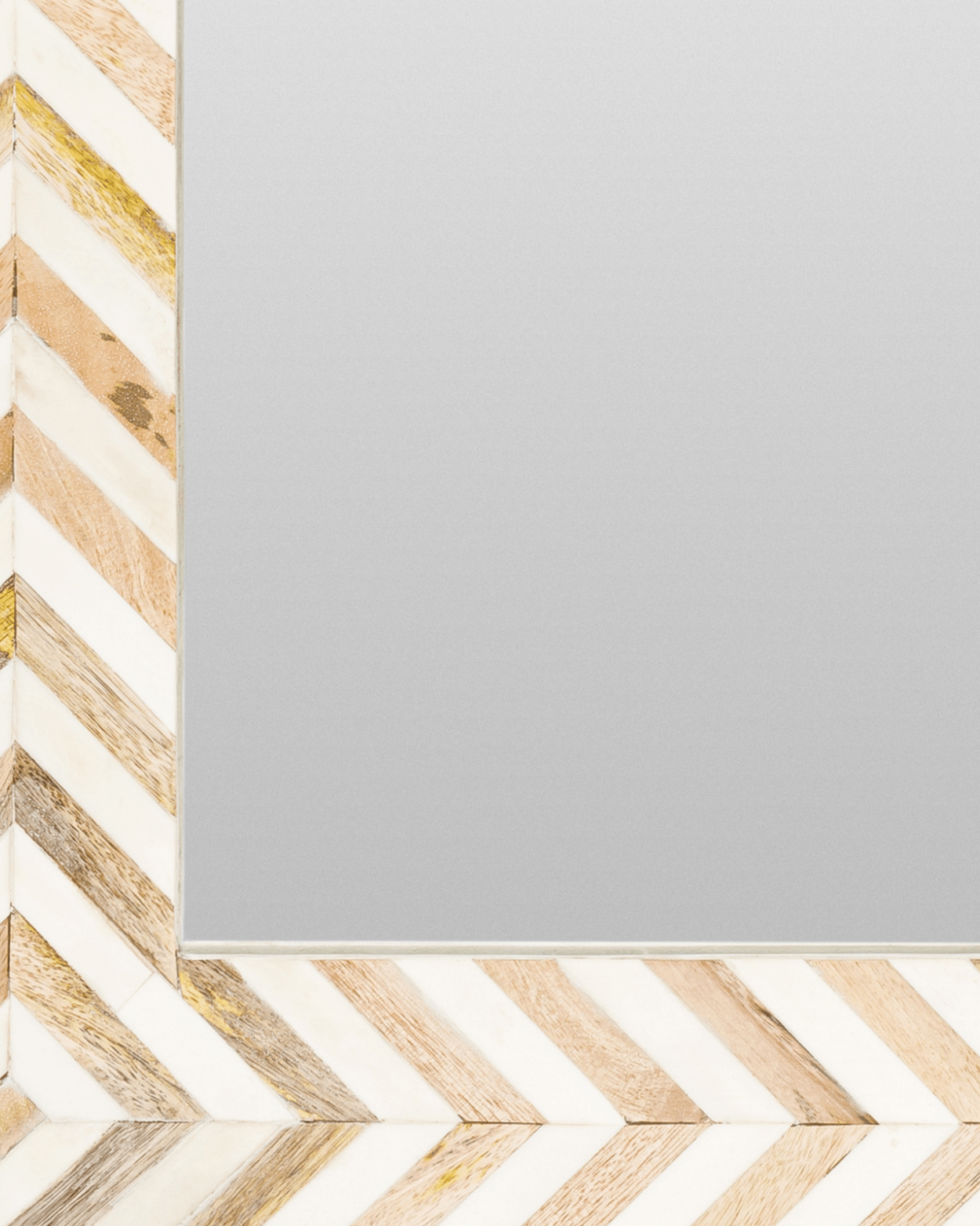 Wood Bone Inlay Rectangular Mirror 30"H x 22"W - Marble Lotus - Bone Inlay Square Cornered Mirror