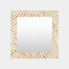 Wood Bone Inlay Square Mirror - Marble Lotus - Bone Inlay Square Mirror