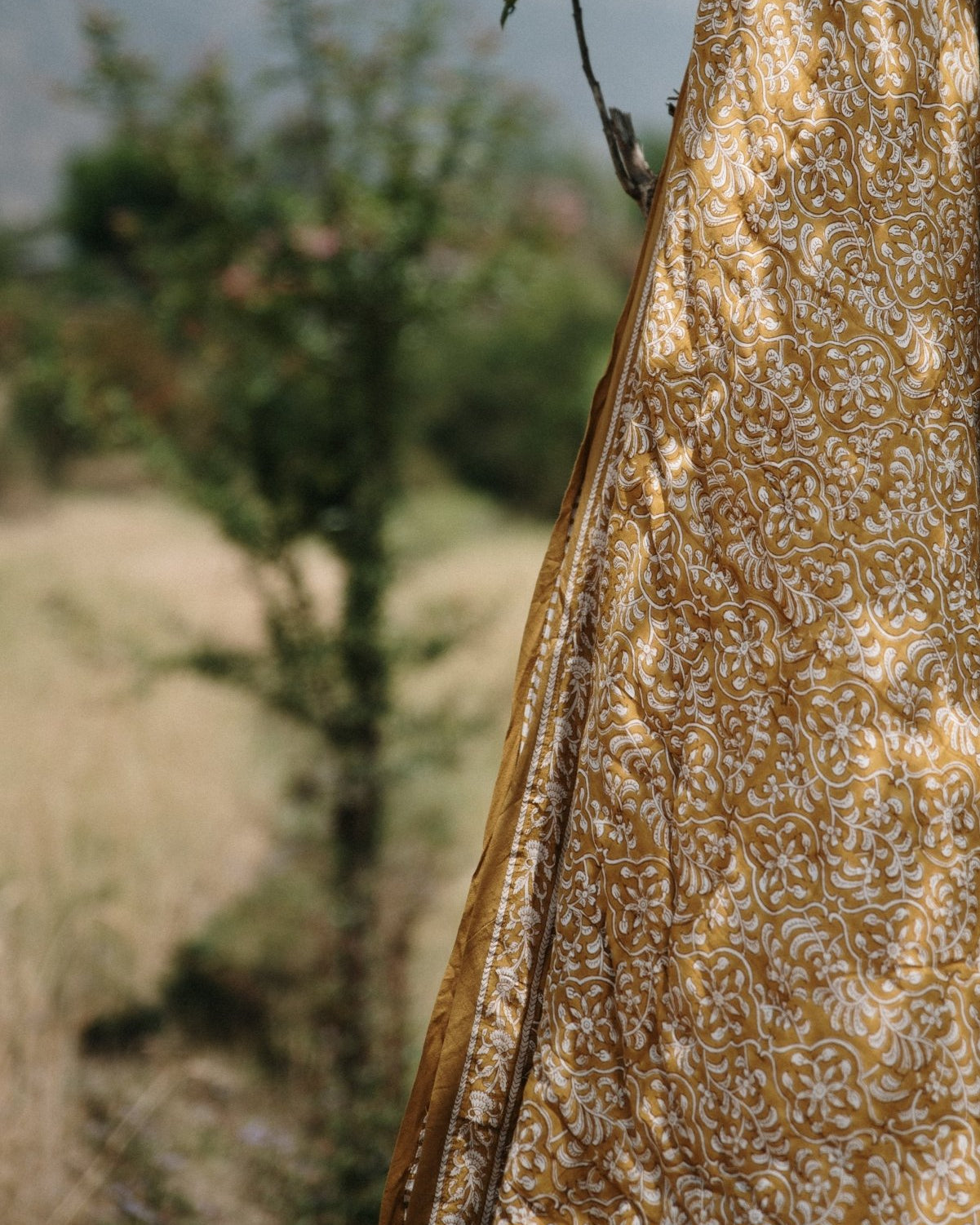 Zaal Block Printed Quilt - Marble Lotus - Zaal Block Printed Quilt