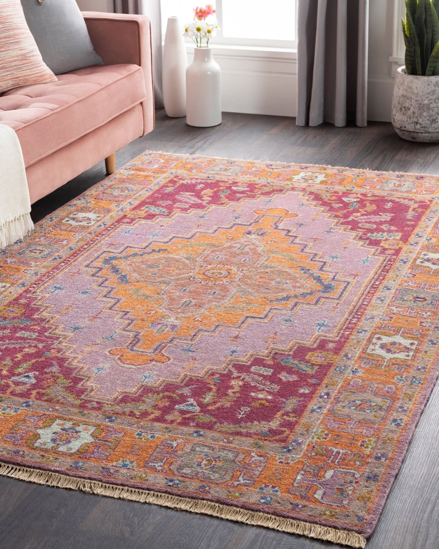 Zeus Plum Handmade Rug - Marble Lotus - Zeus Plum Handmade Rug
