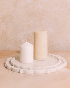 Namesake White Marble Decorative Tray - Marble Lotus - Beautiful Marble decorative tray carrying Candle