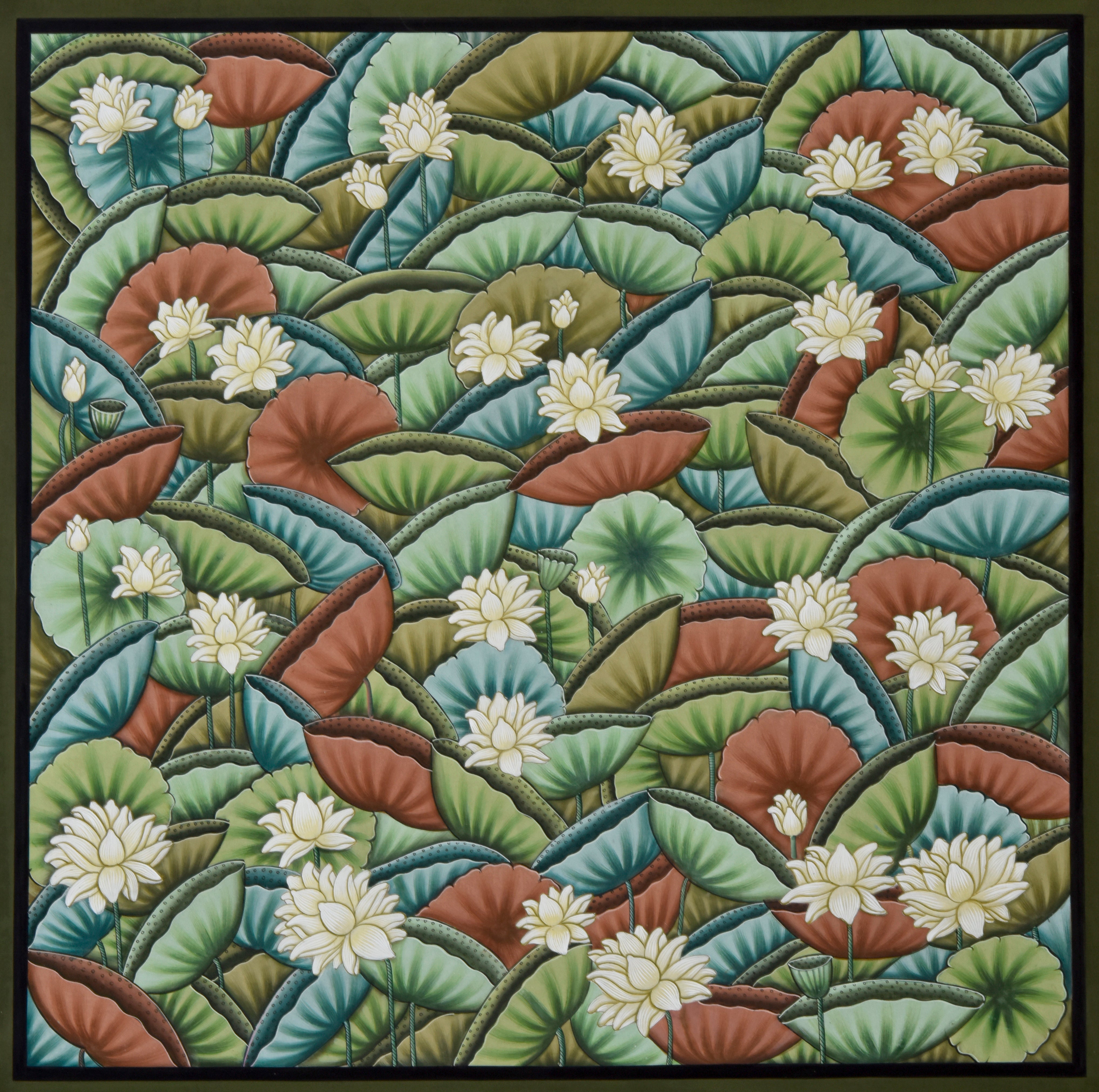 Pichwai Painting | Lotuses and Colorful Lillypads | Indian Art