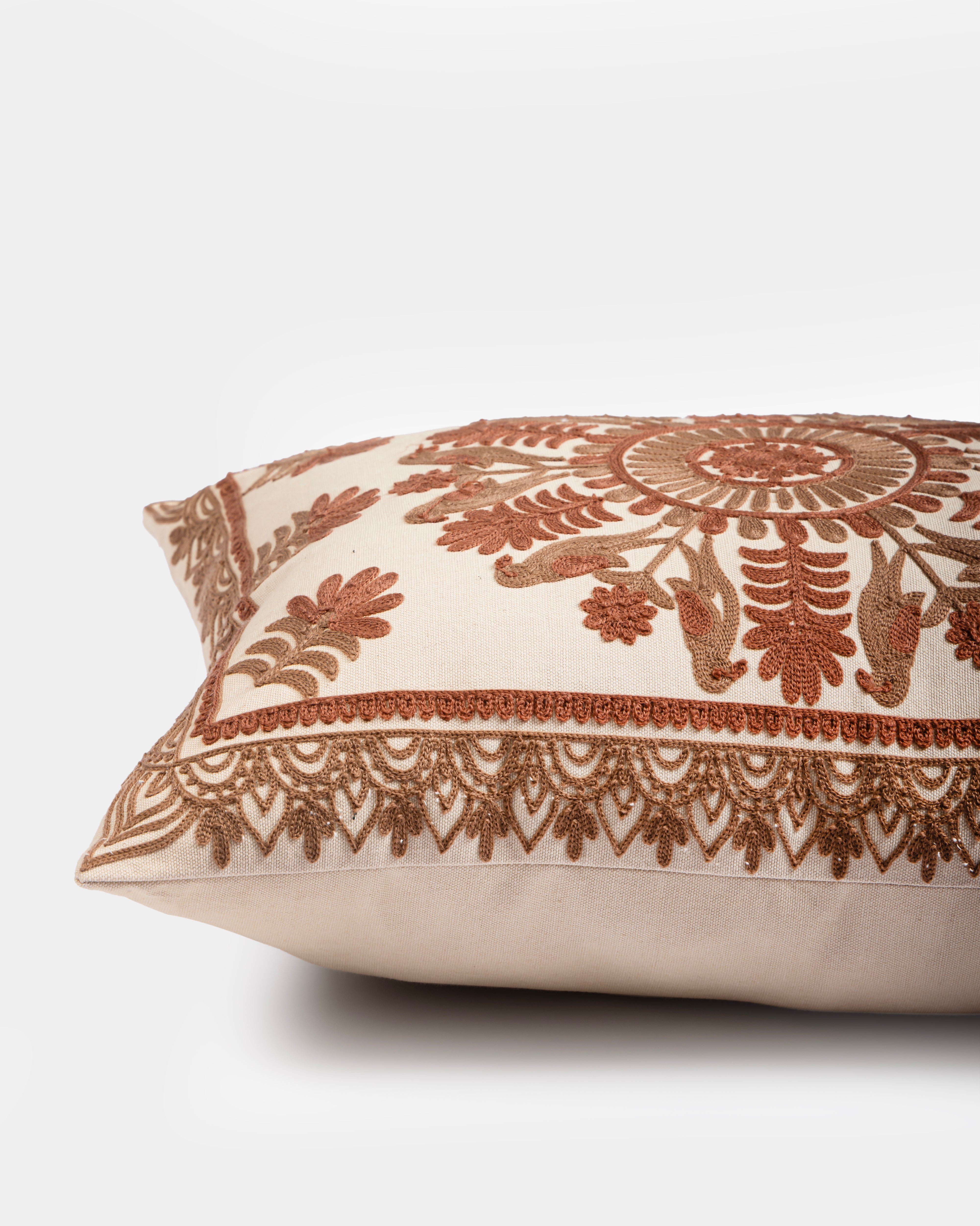 Suzani Pillow | Red  Pillow Cover Fauna 16x20" | Made in Jaipur