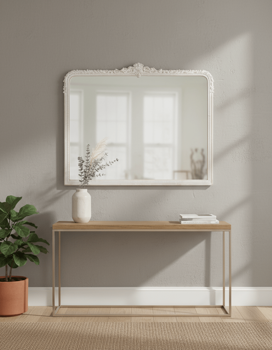 Aaliyah Mantel Mirror - Marble Lotus - Aaliyah Mantel Mirror
