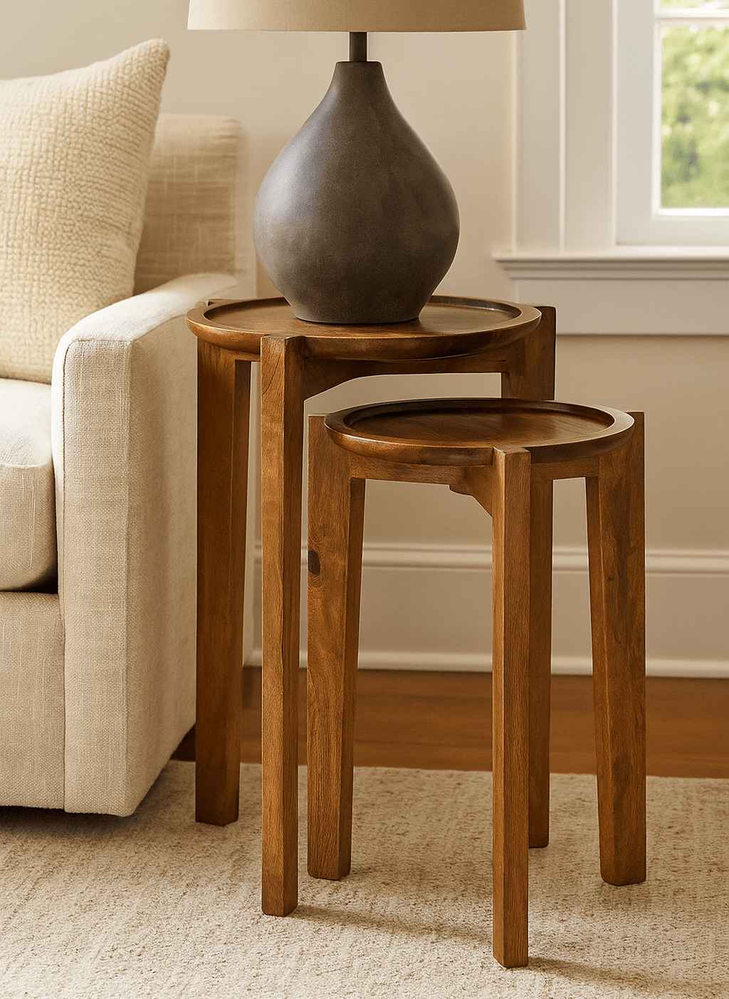 Abuja Solid Brown Side Table - Marble Lotus - Abuja Solid Brown Side Table