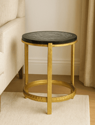 Acea Gold Accent Table - Marble Lotus - Acea Gold Accent Table