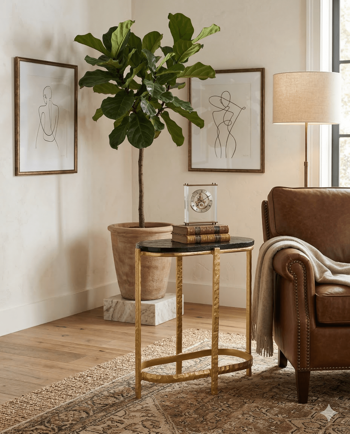 Acea Gold Side Table - Marble Lotus - Acea Gold Side Table