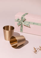 Avisa Brass Tumblers - Set of 2 - Marble Lotus - Avisa Brass Tumblers - Set of 2