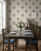 Bagru Block Print – Blue on Beige - Marble Lotus - Bagru Block Print – Blue on Beige