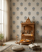 Bagru Block Print – Blue on Beige - Marble Lotus - Bagru Block Print – Blue on Beige